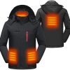 Veste chauffante pour Hommes avec Capuche Amovible Hiver Veste chauffante Chaude Manteau Vêtements (3XL, Noir)