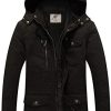 WenVen Homme Veste à Capuche en Coton Classique Manteau Chaud WenVen Homme Veste à Capuche en Coton Classique Manteau Chaud Polaire Parka d'Extérieur d'hiver Veste Militaire Coupe-Vent Mi-Long Décontracté