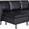 vidaXL Canapé Sectionnel 3 Places Similicuir Noir Salon Canapé d'angle vidaXL Canapé Sectionnel 3 Places Similicuir Noir Salon Canapé d'angle Sofa