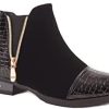Primtex Bottines Chelsea Femme à Zip Motif Croco Verni Simili Cuir Boots Petit talon38