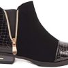 Primtex Bottines Chelsea Femme à Zip Motif Croco Verni Simili Cuir Boots Petit talon38