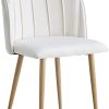 Nordlys - Lot de 2 Chaises de Salle a Manger Scandinaves Pieds Metal Effet Bois Velours Beige