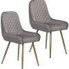 Wolmics Chaises de Salle à Manger Chaise Scandinave Velours Lot Wolmics Chaises de Salle à Manger Chaise Scandinave Velours Lot de 2 avec accoudoirs,Chaise Fauteuil Chaise Cuisine avec Pieds doré en Métal,Gris Clair