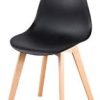 N/C Lot de 4 Chaises de Salle à Manger Pieds en Bois Massif - Style Scandinave Noir