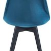 Nordlys - Lot de 2 Chaises de Salle a Manger Scandinaves Pieds Bois Velours Bleu Canard