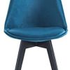Nordlys - Lot de 2 Chaises de Salle a Manger Scandinaves Pieds Bois Velours Bleu Canard