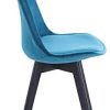 Nordlys - Lot de 2 Chaises de Salle a Manger Scandinaves Pieds Bois Velours Bleu Canard