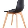 N/C Lot de 4 Chaises de Salle à Manger Pieds en Bois Massif - Style Scandinave Noir