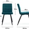 31-IEX6sZS._AC_.jpg HNNHOME Cubana Lot de 2 chaises de salle à manger rembourrées en velours avec pieds solides en métal noir (sarcelle, velours)