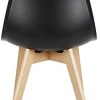 Lot de 4 Chaises de Salle Manger Scandinave, Siège en Plastique PP et Pieds en Bois de Hêtre, Chaises de Salle à Manger Moderne pour Cuisine, Salle à Manger, Salon (Noir, 4)