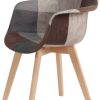 316bCfZ2buL._AC_.jpg GrandCA HOME Lot de 2 Chaises Chaise de Salle à Manger de Style Nordique Fauteuil Chaise Patchwork Chaise de Cuisine Chaise de Bureau (Brun)