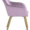 31ALmBJxmIL._AC_.jpg TecTake 800861 Lot de 2 Chaises de Salle à Manger Effet Velours Scandinave Pieds en Acier Dorés Élégant avec Accoudoirs – Diverses Couleurs (Rose)