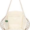 31AXC9ZjUPL._AC_.jpg Fauteuil Suspendu, Beige, avec Coussin, Compartiment de Livres & Housse de Protection - Hamac Suspendu Interieur et Exterieur - Max 150 kg - Chaise Suspendue pour Jardin. Siege Suspendu