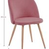 GOLDFAN Chaises de Salle à Manger Lot de 2 Velours Chaise de Cuisine Chaise Longue avec Pieds en métal pour Maison et Bureau, (Rose Foncé)