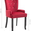 31D88vzbiQS._AC_.jpg vidaXL 4X Chaises de Salle à Manger avec Accoudoirs Chaises à Dîner Chaises de Repas Meuble de Cuisine Salon Intérieur Maison Rouge Velours