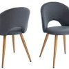 BAÏTA Eugenie Lot de 2 chaises, Tissu, Gris, H77cm