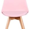 1 lot de 4 ou 6 chaises de salle à manger de couleur scandinave avec coussin en polyuréthane et pieds en hêtre (rose)