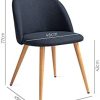 31GplTZNnS._AC_.jpg Mc Haus SOFI - Lot de 2 chaises salle à manger siège rembourré en tissu couleur bleu acier salon style scandinave et pieds en métal à effet bois 49x46x77cm