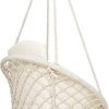 31Lrl1W3vZL._AC_.jpg Fauteuil Suspendu, Beige, avec Coussin, Compartiment de Livres & Housse de Protection - Hamac Suspendu Interieur et Exterieur - Max 150 kg - Chaise Suspendue pour Jardin. Siege Suspendu
