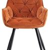 31PYHw5Ep9S._AC_.jpg Greneric - 1 chaise de salle à manger en tissu velours avec dossier, pieds en métal noir, design retro, accoudoirs - Orange