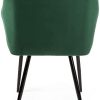 BlueOcean Furniture Lot de 4 chaises de salle à manger rembourrées en velours avec dossier et pieds en métal pour chambre à coucher (Vert, 4 pièces)