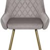 31YNuU34bFL._AC_.jpg Wolmics Chaises de Salle à Manger Chaise Scandinave Velours Lot de 2 avec accoudoirs,Chaise Fauteuil Chaise Cuisine avec Pieds doré en Métal,Gris Clair