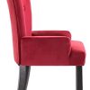 31cb1lCCEIS._AC_.jpg vidaXL 4X Chaises de Salle à Manger avec Accoudoirs Chaises à Dîner Chaises de Repas Meuble de Cuisine Salon Intérieur Maison Rouge Velours