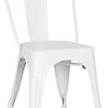 N/Q Lot de 4 Chaises de Salle à Manger Style Industriel Chaise Métal Empilable Intérieur/Extérieur (Blanc)
