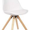 31hmLuA1KkL._AC_.jpg Injoy Life Lot de 6 chaises de salle à manger modernes en plastique avec pieds en bois massif et siège rembourré doux pour cuisine, comptoir, salon, salon - Chaises d'angle blanches