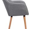 WOLTU 1 X Chaise de Salle à Manger composée de Lin et Bois Massif,Chaise Gris Clair pour Cuisine/Salon/Café BH94hgr-1
