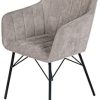 31mYQwppFZL._AC_.jpg FurnLAB Lot de 2 chaises de salle à manger avec accoudoirs et pieds en métal Gris
