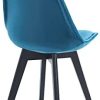 Nordlys - Lot de 2 Chaises de Salle a Manger Scandinaves Pieds Bois Velours Bleu Canard