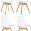 31qr0P8PZL._AC_.jpg Nordlys - Lot de 4 Chaises de Salle a Manger Scandinaves Pieds Bois Transparent ABS Beige