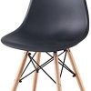 GrandCA Home Ensemble de 6 Chaises, Design Bois Chaise de Salle à Manger, Chaise de Bureau, Chaise de Salon (Noir-6chaise)