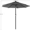 31w1sF4D-jL._AC_.jpg SONGMICS Parasol de jardin avec ampoules LED à énergie solaire, Ombrelle de terrasse, diamètre 3 m, protection salaire UPF50+, inclinaison réglable, avec manivelle, sans socle, Gris GPU33GY