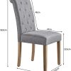 Yaheetech Lot de 2 chaises de Salle à Manger avec Dossier Haut, Pieds en Bois Massif, Assise rembourrée en Lin Gris foncé