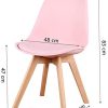 1 lot de 4 ou 6 chaises de salle à manger de couleur scandinave avec coussin en polyuréthane et pieds en hêtre (rose)