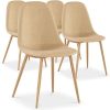 Menzzo Lot de 4 chaises scandinaves Gao Tissu Beige, 87x40x57 cm