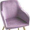 412q6wNxwFL._AC_.jpg TecTake 800861 Lot de 2 Chaises de Salle à Manger Effet Velours Scandinave Pieds en Acier Dorés Élégant avec Accoudoirs – Diverses Couleurs (Rose)