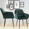 BlueOcean Furniture Lot de 4 chaises de salle à manger rembourrées en velours avec dossier et pieds en métal pour chambre à coucher (Vert, 4 pièces)