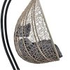 [en.casa] Siège Suspendu 2 Places Panier Cadre Coussins Fauteuil Zen pour Intérieur Extérieur Support Solide Acier Housse Amovible Polyester Capacité 250 kg Polyrotin Hauteur 195 cm Marron Gris Foncé