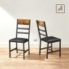 VASAGLE Chaises de Salle à Manger, Lot de 2, Siège de Cuisine, Assise Rembourrée, Cadre en Acier, Ergonomique, Style Industriel, pour Salon, Cuisine, Marron Rustique et Noir LDC095B01