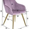 41Bqb8fOtBL._AC_.jpg TecTake 800861 Lot de 2 Chaises de Salle à Manger Effet Velours Scandinave Pieds en Acier Dorés Élégant avec Accoudoirs – Diverses Couleurs (Rose)