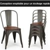 41CsmeMkUUL._AC_.jpg Costway Lot 4 Chaises Salle à Manger Empilable de Style Industriel en Acier Convient pour Bistrot,Cuisine,Bar,Café, Jardin,Balcon 52 x 44 x 84cm (L x l x H) Charge Max. 120kg (Marron)