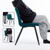 41DKIjKknS._AC_.jpg HNNHOME Cubana Lot de 2 chaises de salle à manger rembourrées en velours avec pieds solides en métal noir (sarcelle, velours)