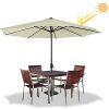 41Ds5kWkIL._AC_.jpg LARS360 Parasol Ø 350 cm beige - Parasol de jardin en polyester imperméable avec manivelle - Protection UV 40+ pour balcon, jardin, terrasse