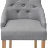 41E4Zg7NInL._AC_.jpg vidaXL Bois de Chêne 2X Chaise de Salle à Manger Tissu Gris Clair Cuisine