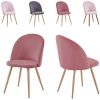 GOLDFAN Chaises de Salle à Manger Lot de 2 Velours Chaise de Cuisine Chaise Longue avec Pieds en métal pour Maison et Bureau, (Rose Foncé)