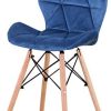 luckeu Lot de 4 Chaises, Rétro Classique avec Pieds en Bois de Hêtre Massif et Assise en Flanelle, Chaise de Salle à Manger, Chaise de Bureau, Chaise de Salon (Bleu)