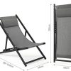 41G6X4jIS8L._AC_.jpg Intimate WM Heart Chaise Longue, Chaise Longue de Plage Chaise Longue Pliée de Plein Air, Toile Respirante, Cadre en Alliage d'aluminium, pour Plage, Plein Air, Camping, Gris Foncé